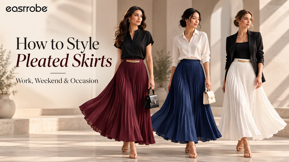 Eastrobe guide to styling pleated skirts for work, weekends and occasions