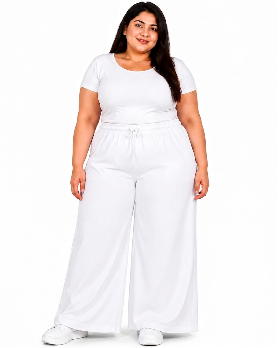 Eastrobe XL–2XL Super Stretch Wide-Leg White Jeans