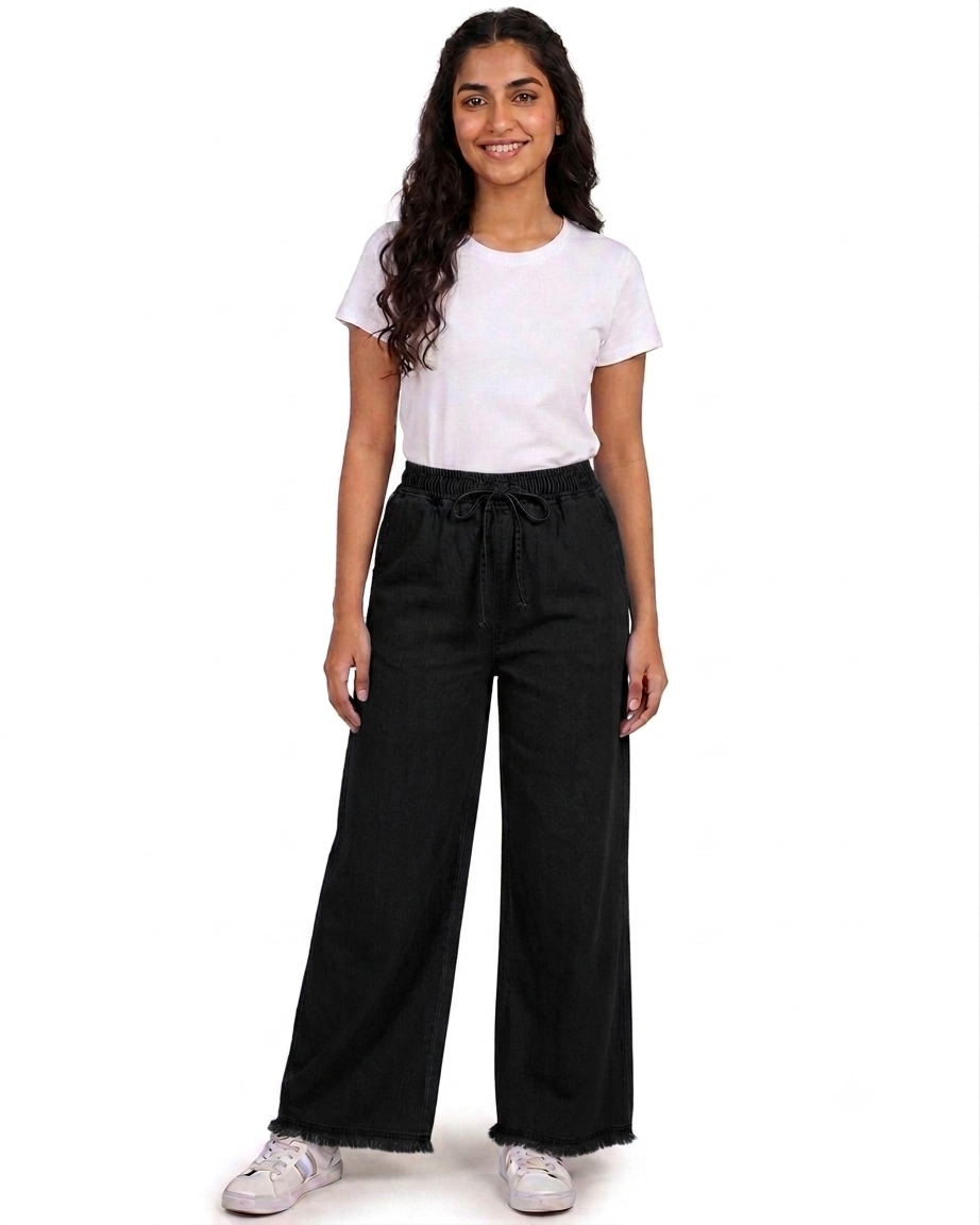 Women's Stretchable Mid-Rise Basic Jeans ( Black )