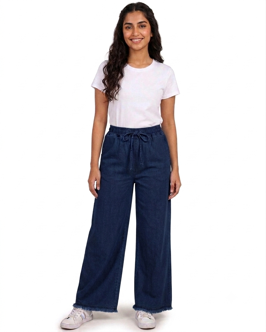 Women's Stretchable Mid-Rise Basic Jeans ( Navy-Blue )